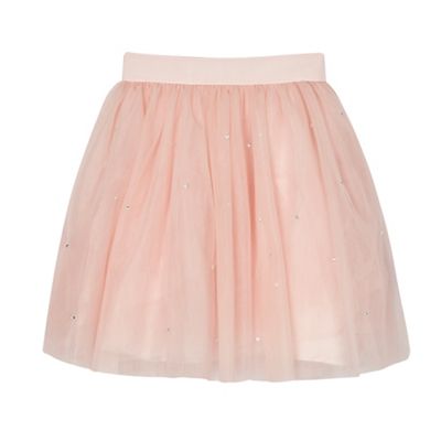 Girls' light pink diamante tulle skirt